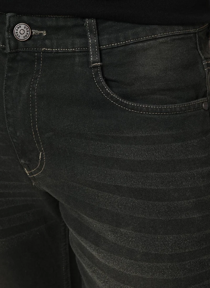 Urbano Fashion  Urbano Fashion Men's Dark Grey Bootcut Fit Mid Rise Heavy Washed Jeans Stretchable for Men | Best Price UAE